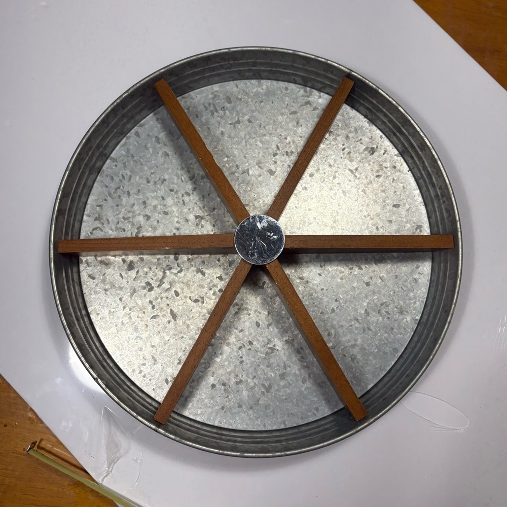 lazy susan features a galvanized metal base wood divider insert for serving - Picture 2 of 10